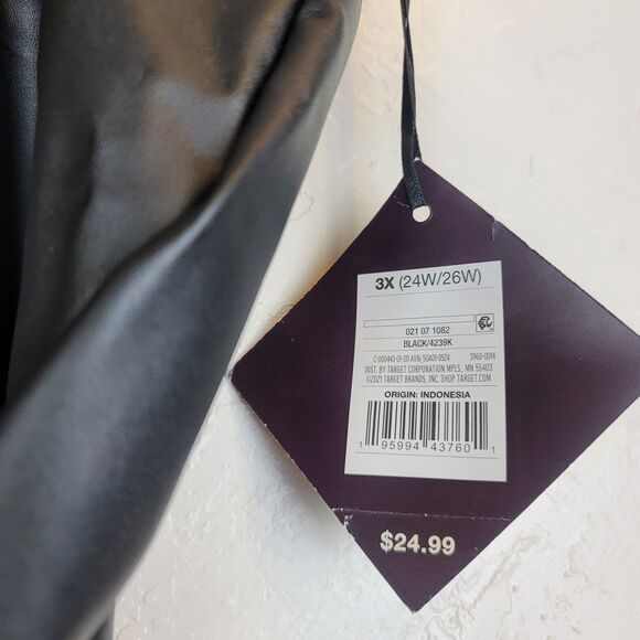 Ava & Viv Womens 3X Faux Leather Coated Pull On Leggings Black Plus Size 24W/26W - Picture 6 of 7